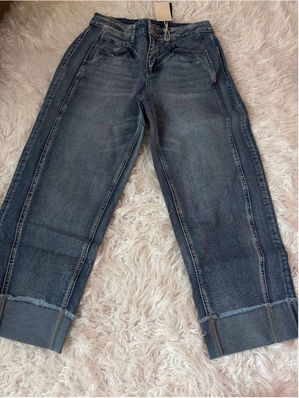 Flamingals Mid Waist Straight Leg Crop Jeans M